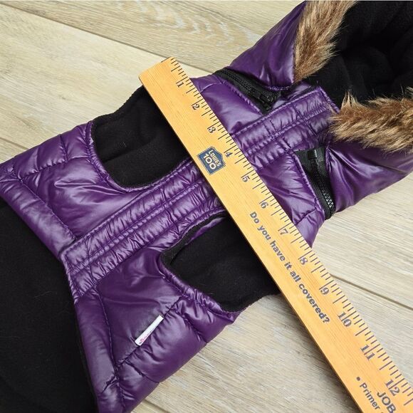Fou Fou Doggie Puffer Vest Jacket with removable zipper hood , velcro closure M - Picture 11 of 15